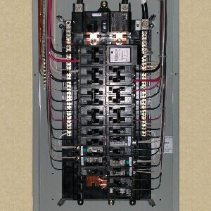 Main panel used by a residential electrician